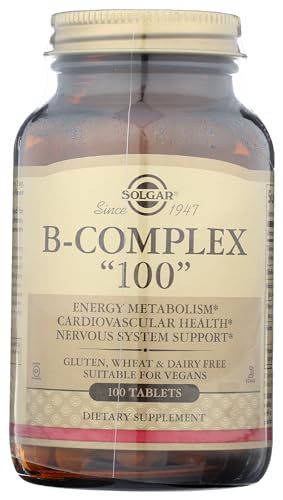 SOLGAR B-Complex 100&quot; - 100 Tablets - Energy Metabolism, Cardiovascular Health, Nervous System Support - Non-GMO, Vegan, Gluten Free - 100 Servings