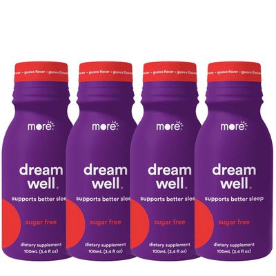 More Labs Dream Well Holistic Sleep Shot Drink 4 Pack Non-Habit Forming Lemon Balm, Melatonin and Glycine Sleep Support Solution
