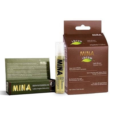 Mina ibrow Hair Color Light Brown Natural Spot coloring Hair Tinting Powder with brow Nourishing Oil For Professional, Water and Smudge Proof No Ammonia, No Lead with 100 Gray Converge