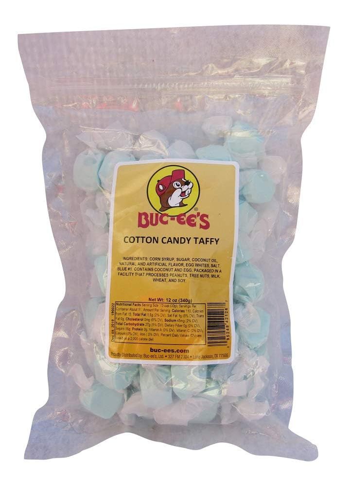 Buc-ee&#39;s Taffy Candy - Chewy, Fruity Salt Water Taffy Individually Wrapped Candy - Big Bag of Candy Mix for Piatas, Easter Basket Stuffers Kids&#39; Treats (Cotton Candy, 12 oz)