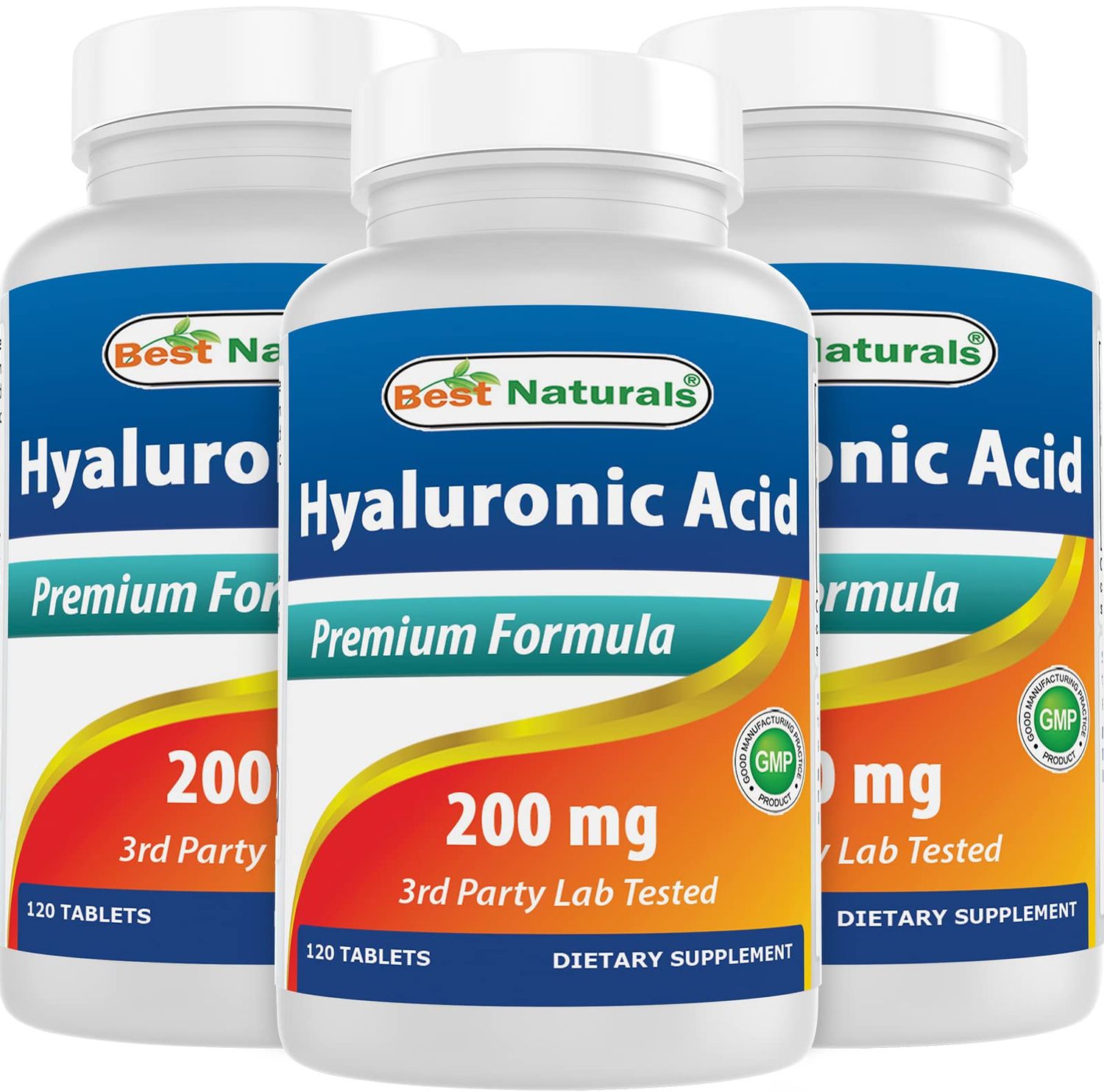 Best Naturals Hyaluronic Acid 200 mg 120 Tablets (Non-GMO, Gluten Free) - Promotes Youthful Healthy Skin Healthy Joint Function (120 Count (Pack of 3))