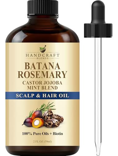 Batana Rosemary Hair Growth Oil 2oz - Scalp Treatment Strengthening for Growth Loss, Thinning, Dry Scalp, Split Ends - Natural Hair Oil for Women Men - Intensive Repair Nourishing Formula