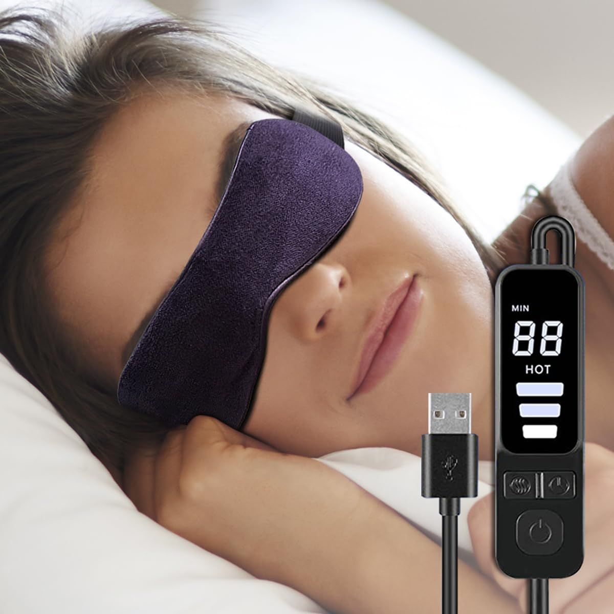 Packve Heated Eye Mask for Dry Eyes with Temperature Timer Remote, Eye Warm Compress Mask to Unclog Glands Eye Heating Pad for Women Men Relieve Blepharitis, Chalazion, MGD, Stye Syndrome; Purple