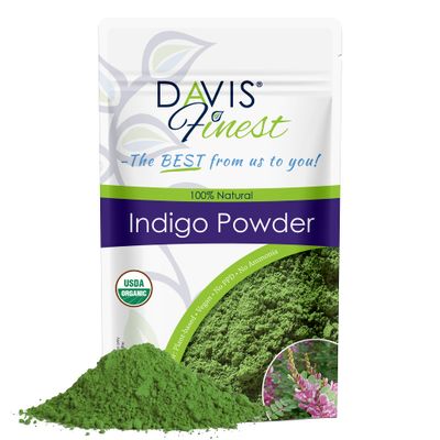 Davis Finest Indigo Powder for Hair Dye, Natural Black Henna Hair Colour, Chemical-Free, Ammonia-Free HairBeard Dye 100g