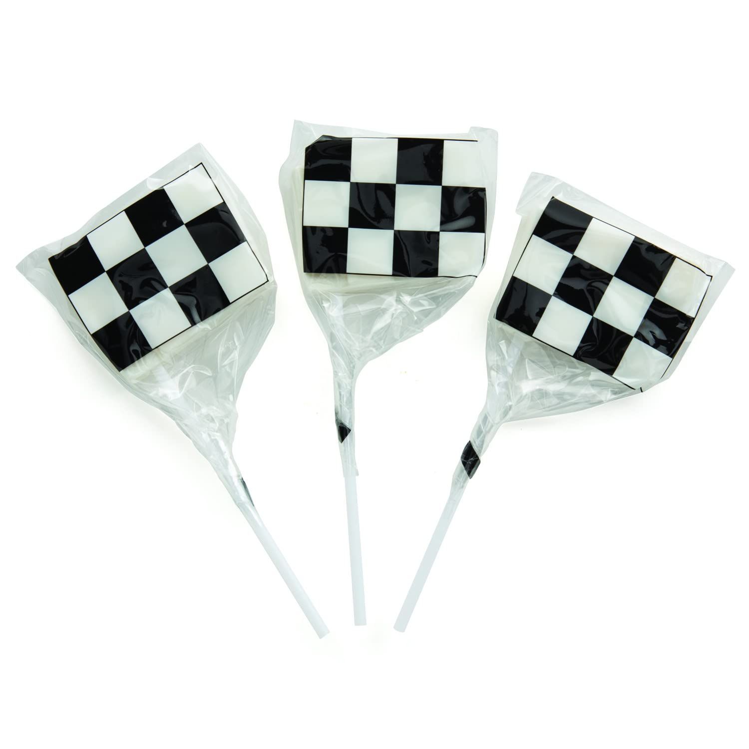 Fun Express Checkered Flag Suckers - Fun Race Car Party Favors - Ideal for Racing -Themed Celebrations Kids Party Treats Decorations - Perfect for Birthdays Special Occasions - 12 Pieces