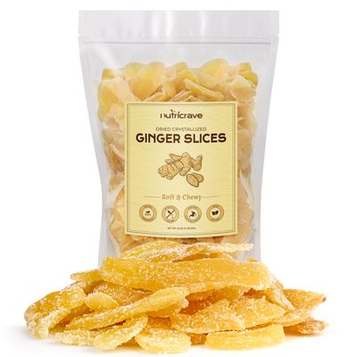 Crystallized Ginger Slices - Candied Ginger Snack for Baking Digestive Support - Vegan, Non-GMO, Resealable 2lb Bag