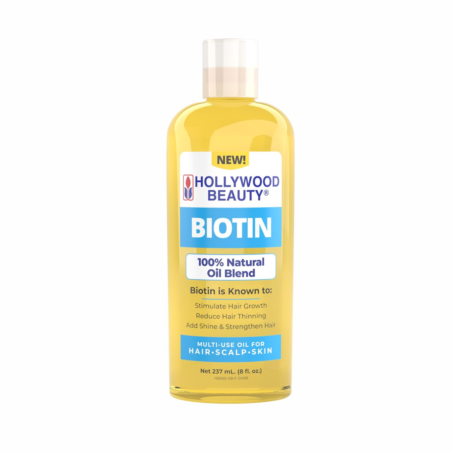 Hollywood Beauty Biotin Oil for Hair, Scalp, and Skin, 8 fl oz - Promotes Hair Nail Growth, Nourishes Skin