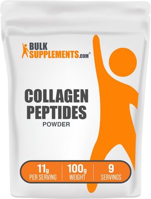 BulkSupplements.com Collagen Peptides Powder - Bovine Collagen Powder, Powdered Collagen Supplement - Hydrolyzed Gluten Free, 11g per Serving, 100g (3.5 oz) (Pack of 1)
