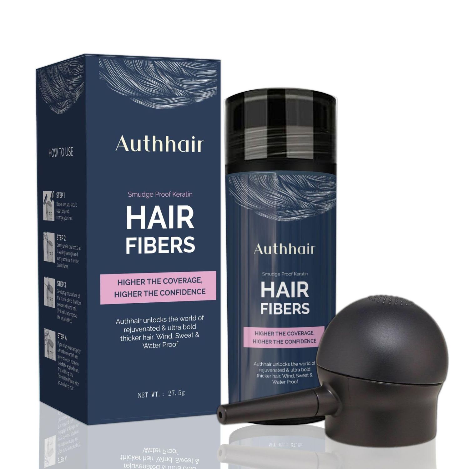 Hair Fibers for Thinning Areas With Spray Applicator Pump Nozzle - Undetectable Natural Formula for Thicker Fuller Hair in 15 Seconds - Conceals Balding for Men Women, 0.97Oz (Light Brown)