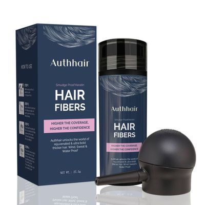 Hair Fibers for Thinning Areas With Spray Applicator Pump Nozzle - Undetectable Natural Formula for Thicker Fuller Hair in 15 Seconds - Conceals Balding for Men Women, 0.97Oz (Light Brown)