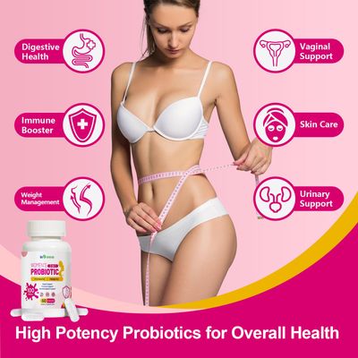 inGreens 3-in-1 High Potency Probiotics for Women, Vaginal Probiotics with 100 Billion CFU, 15 Selected Strains, Organic Womens Probiotic for Digestive, Vaginal, Urinary Immune Health-60 Capsules