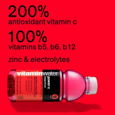 vitaminwater power-c electrolyte enhanced water wvitamins, dragonfruit drinks, 20 fl oz, 12 Pack