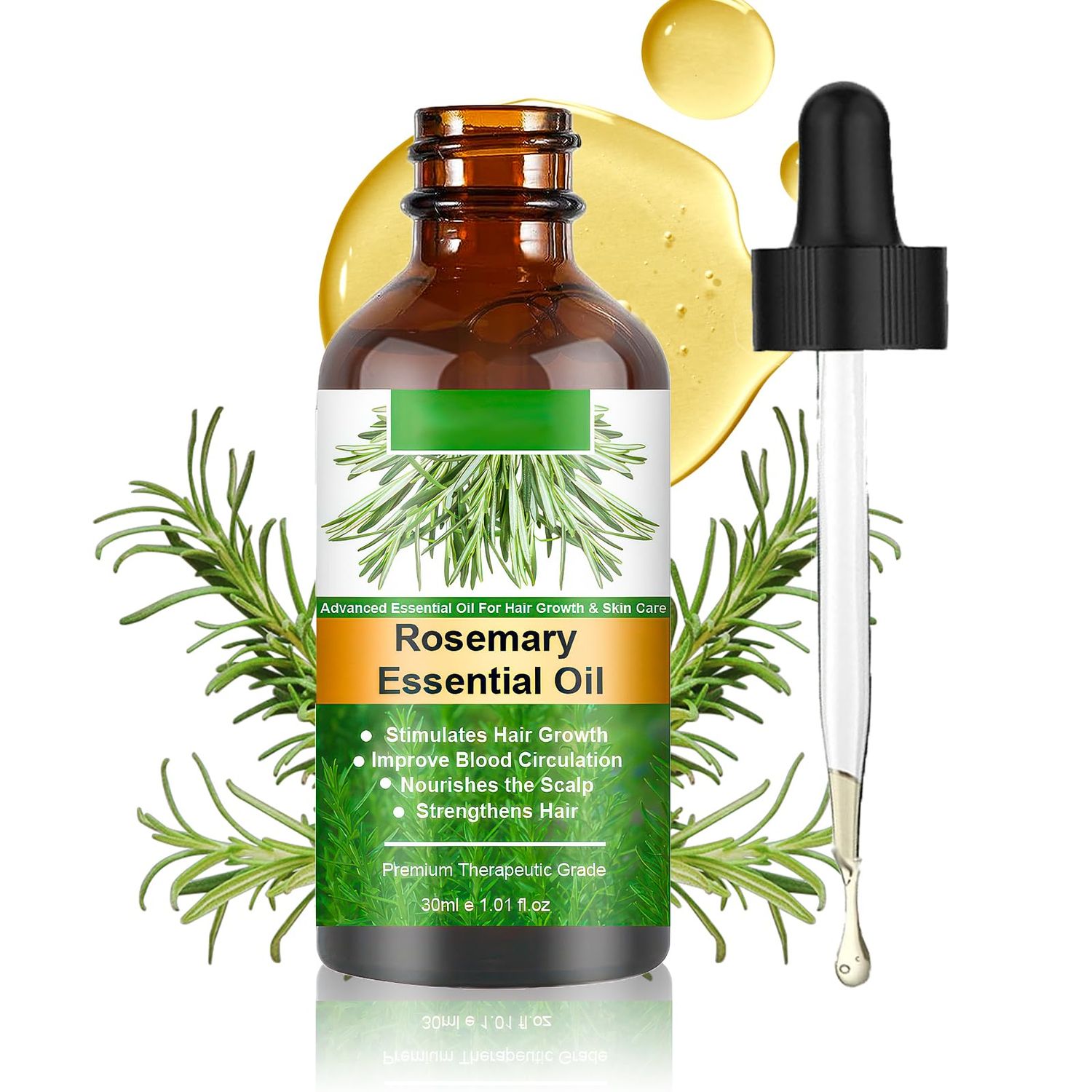 Rosemary Oil for Hair - 100 Pure Organic Rosemary Oil for Eyebrow and Eyelash, Nourishes The Scalp, Improves Blood Circulation