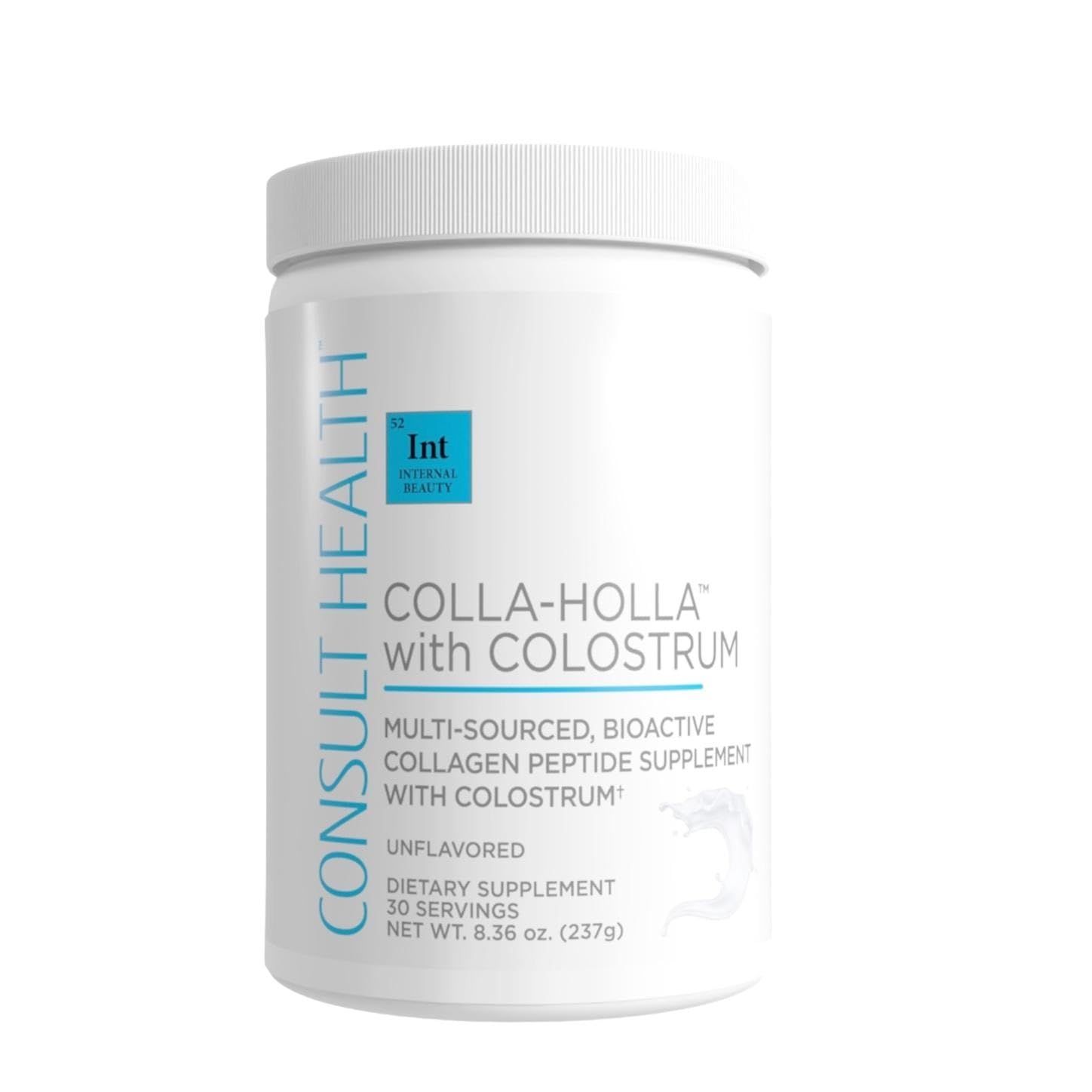 Consult Health Colla Holla- Multi-Sourced Collagen Verisol Protein Powder with Colostrum for Skin Elasticity, Wrinkle Reduction, Healthy Hair Joint Support. 8.36 oz