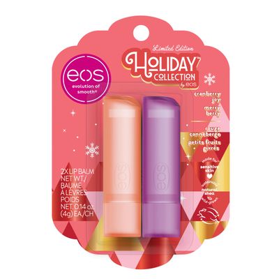 eos Holiday Lip Balm Gift- Cranberry Joy Merry Berry, Stocking Stuffers, All-Day Moisture Lip Care, 0.14 oz, 2-Pack