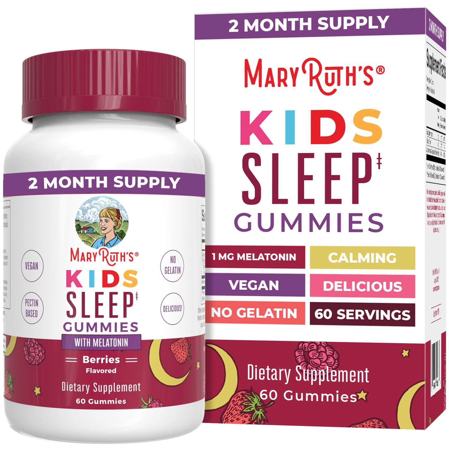MaryRuth&#39;s Melatonin Gummies for Kids 2 Month Supply Sleep Gummies for Kids Ages 4 Kids Melatonin Gummy Melatonin 1 mg Relaxation Sleep Support Vegan Gluten Free 60 Count