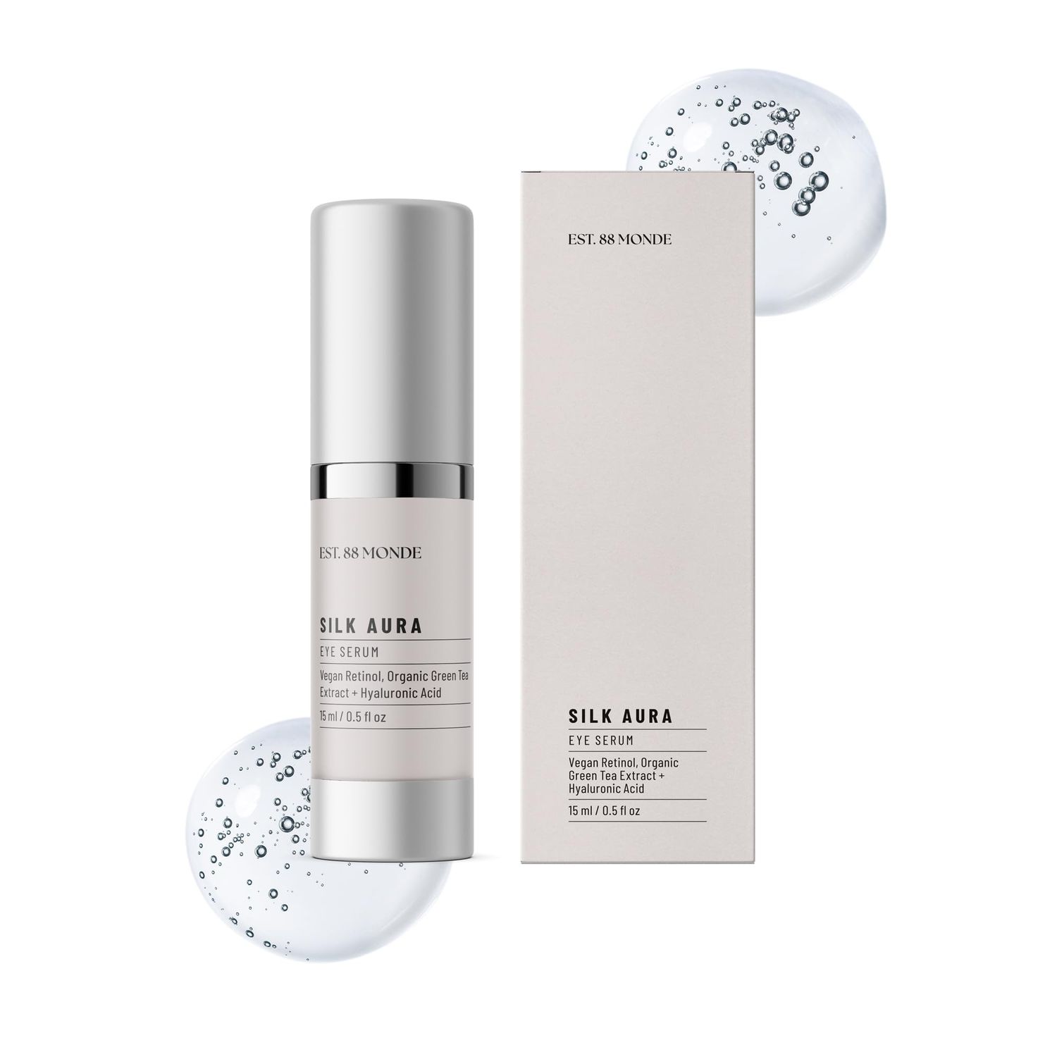 EST. 88 Monde Eye Serum with Vegan Retinol, 0.5 Fl. Oz, Eye Bags Treatment for Women, Puffy Eyes Treatment, Under Eye Serum with Hyaluronic Acid, Reduces Eye Bags, Fine Lines Dark Circles