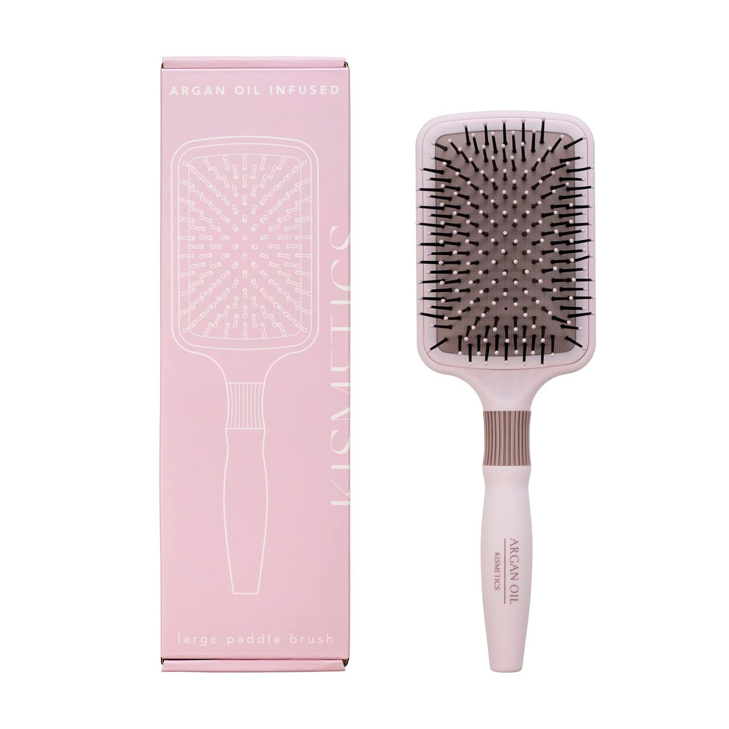 KISMETICS Argan Oil Infused Hair Brush, Large Paddle, Gentle Detangling, Scalp Massage, Blowdry, for Long Hair and All Hair Types, Non Slip, Lightweight, 35.274 Ounces