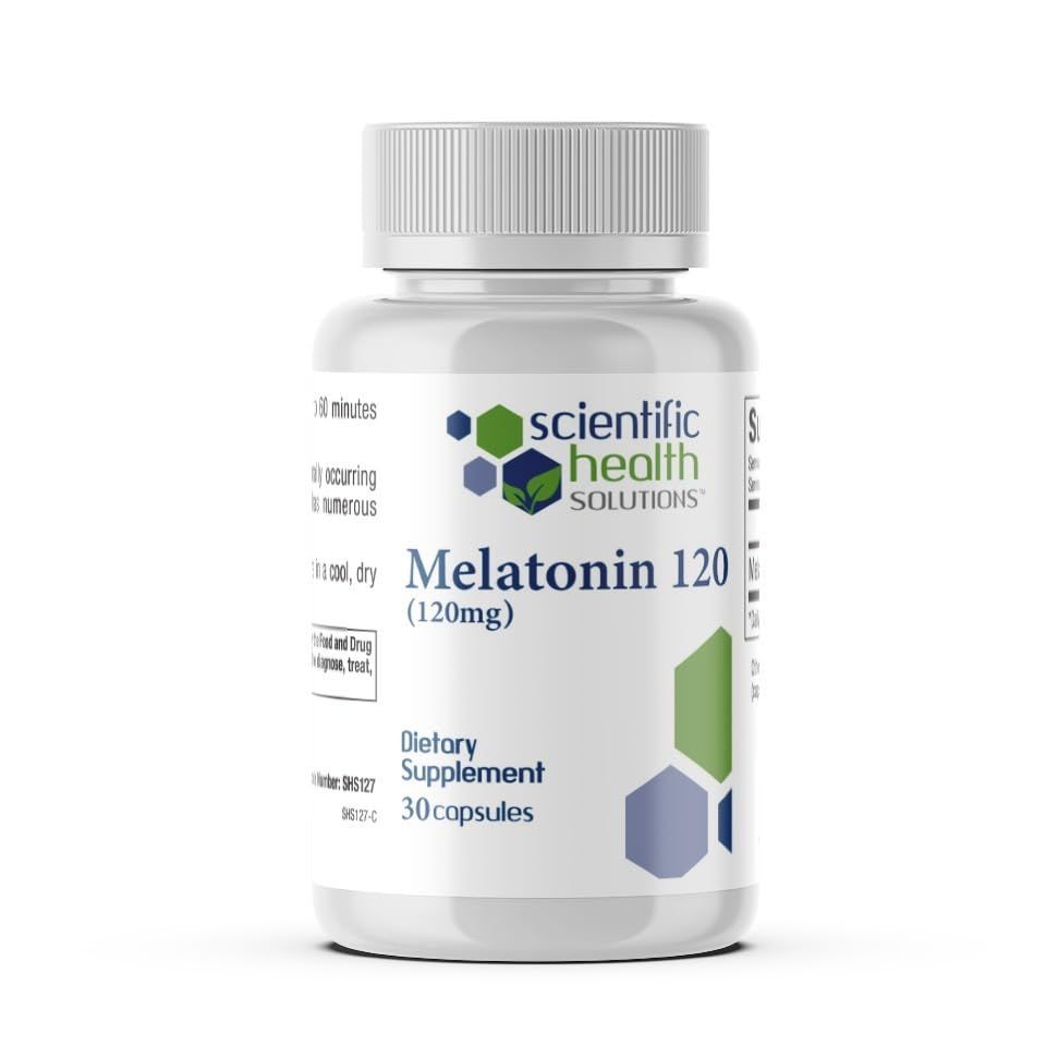 Scientific Health Solutions Melatonin 120mg Single-Dose Melatonin in Easy-to-Swallow Capsules Vegan, Non-GMO Gluten-Free US-Made Extra Strength Melatonin