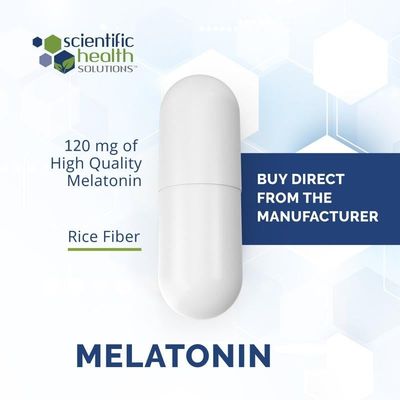Scientific Health Solutions Melatonin 120mg Single-Dose Melatonin in Easy-to-Swallow Capsules Vegan, Non-GMO Gluten-Free US-Made Extra Strength Melatonin