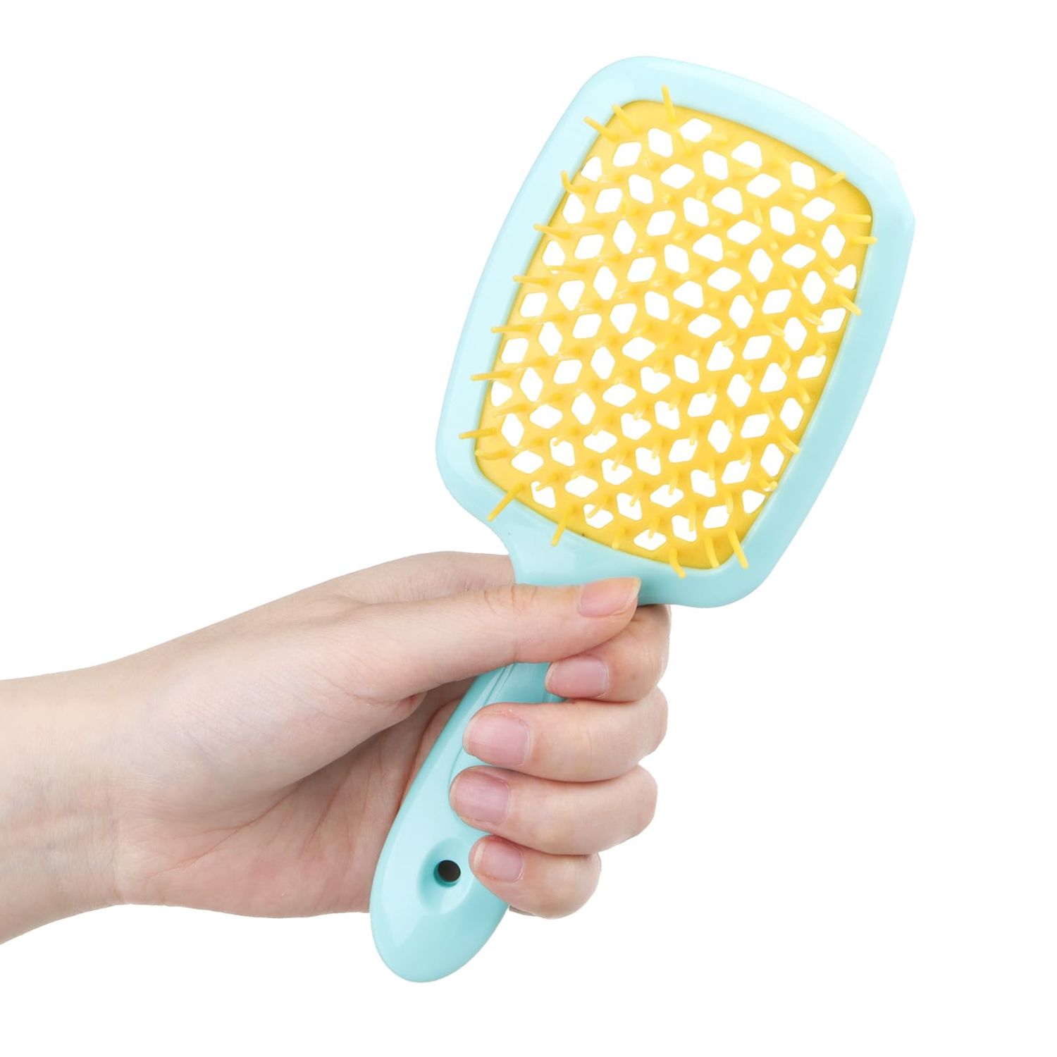 GOO GOO Wet and Dry Vented Detangling Mini Hair Brush, Anti-static for All Hair Types with Lightweight Handle, Green Yellow
