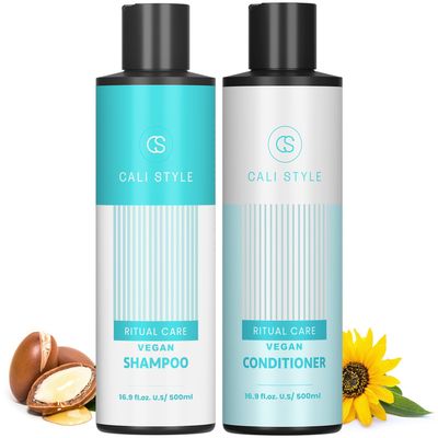 Cali Style Shampoo and Conditioner Set for Dry Damaged Hair Vegan Shampoo and Conditioner Strengthens Hair Fiber Paraben Sulfate-Free Hydrates Hair Deeply Cleanses Detangles (16.9 Oz)