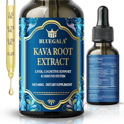 Kava Kava Root Extract Supplement, Natural Sleep Kava Drops, High Concentration Kava Extract Aid for Relaxation, Cognitive Support and Immune System, 60 ml