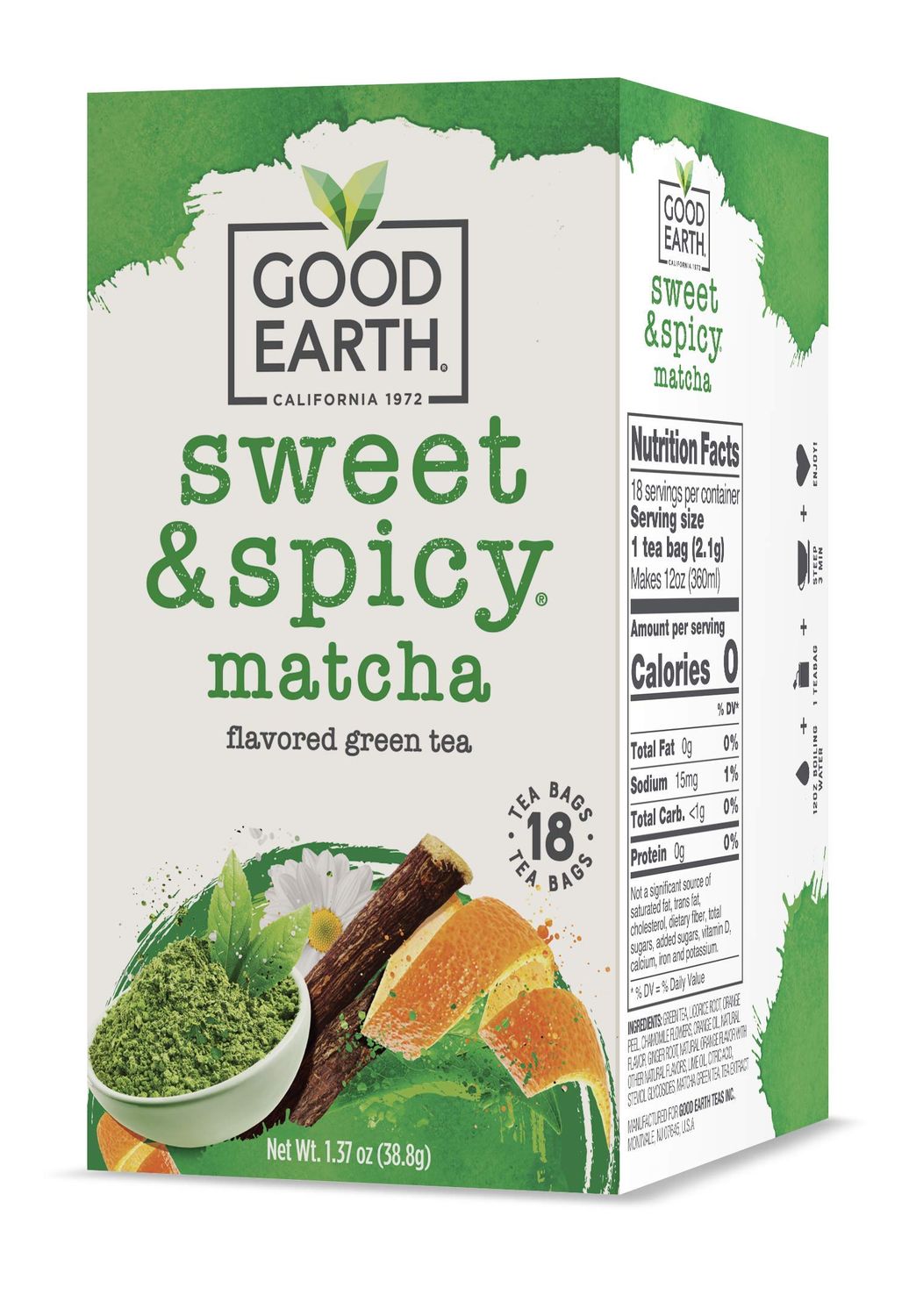 Good Earth Green Tea, Sweet and Spicy, Matcha Maker, 18 Count, Pack of 6