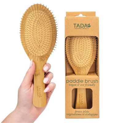 TADA Natural Beauty Metal Pin Brush WetDry Hairbrush with Steel Bristles Bamboo Hair Brush Detangling Brush for Thick Curly Hair Hairbrush for Women Girls Men
