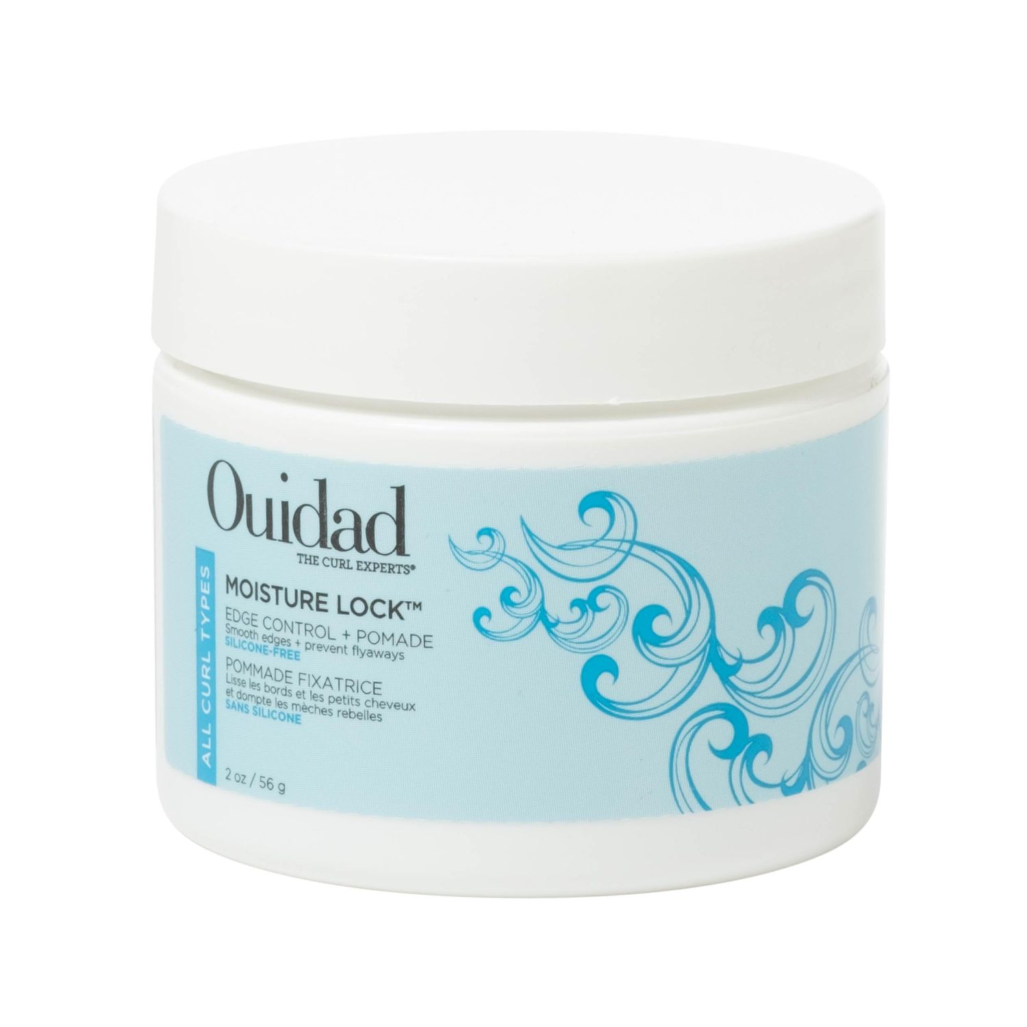 Ouidad Moisture Lock Edge Control Pomade - 2 oz, Hair Styling Pomade with Flaxseed Oil, Marshmallow Root Extract, Biotin Aloe, Provides Strong Hold Generous Shine, All Curl Types