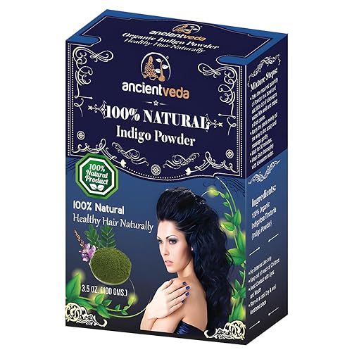 ANCIENT VEDA Natural Hair Powders Non-GMO Gluten Free 100 Antioxidants Organic Hair Growth Treatment Reduce the Appearance Hair Cleansing Wrinkles Chemical Free - Indigo Powder