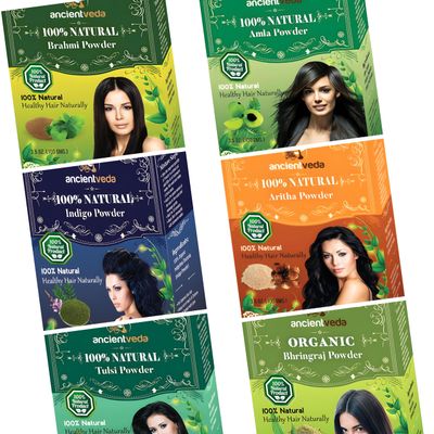 ANCIENT VEDA Natural Hair Powders Non-GMO Gluten Free 100 Antioxidants Organic Hair Growth Treatment Reduce the Appearance Hair Cleansing Wrinkles Chemical Free - Indigo Powder
