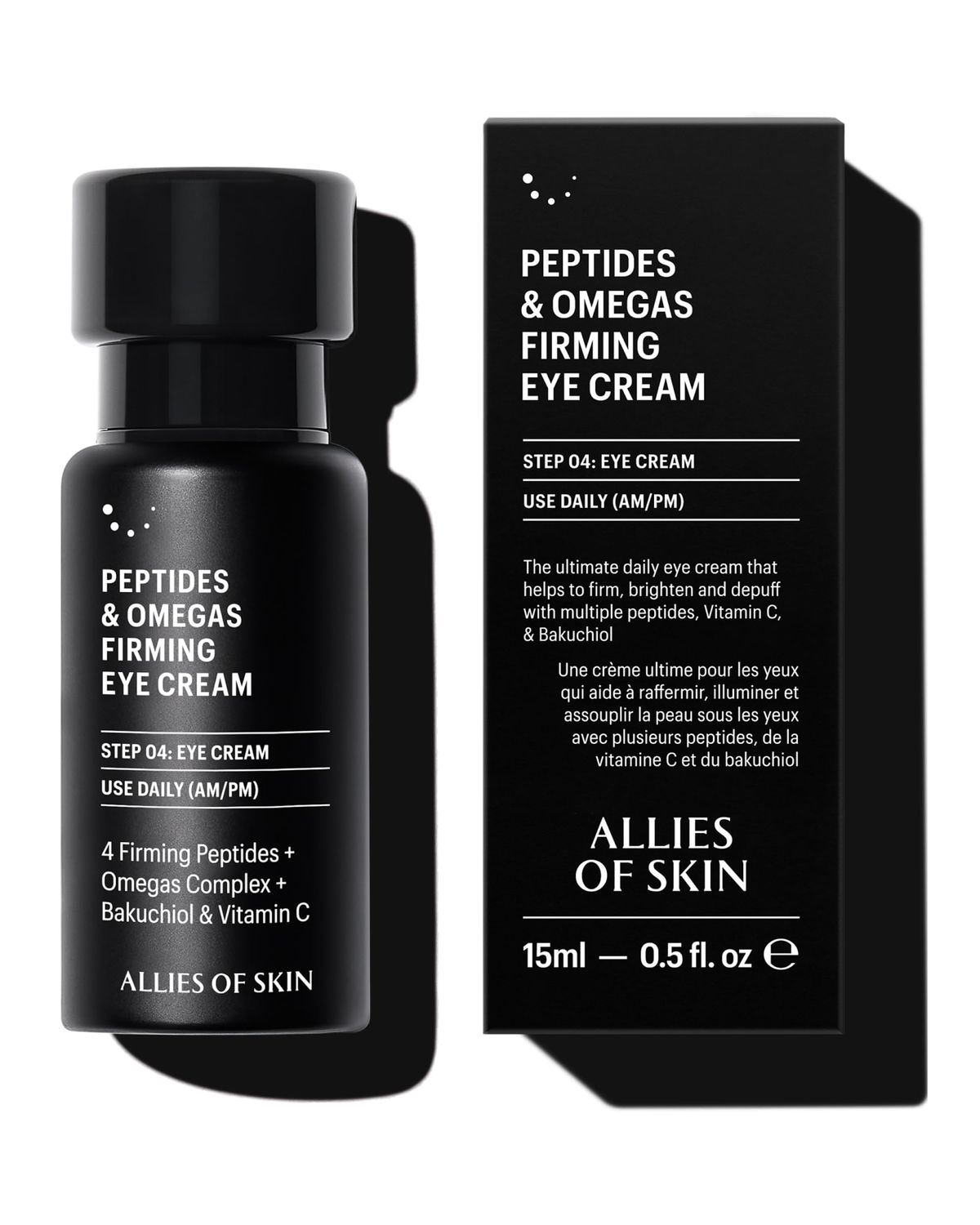 Allies of Skin Peptides Firming Eye Cream Under Eye Moisturizer for Dark Circles Puffiness Bakuchiol, Ceramides and Vitamin C for Fine Lines and Under Eye Area 0.5 oz