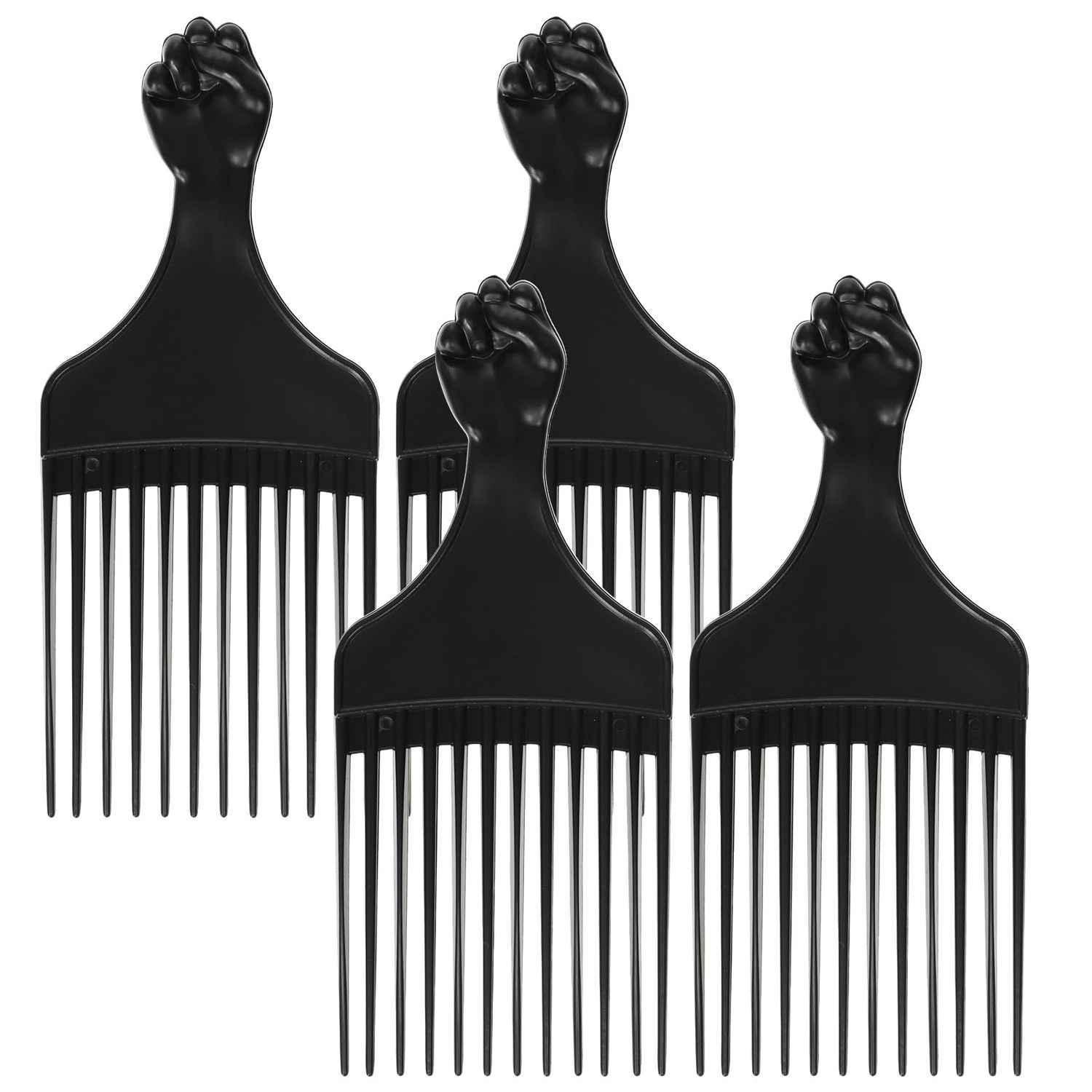 Hair Picks for Curly Hair, 4 PCS Afro Comb Plastic Pick Ergonomic Design Unisex Easy to Carry Lightweight and Waterproof for Afro Curly Braiding and Styling (Black)