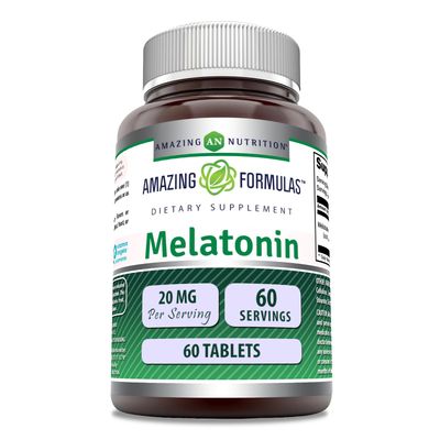 Amazing Formulas Melatonin Supplement 20 Mg Per Serving 60 Tablets Non-GMO Gluten-Free Made in USA