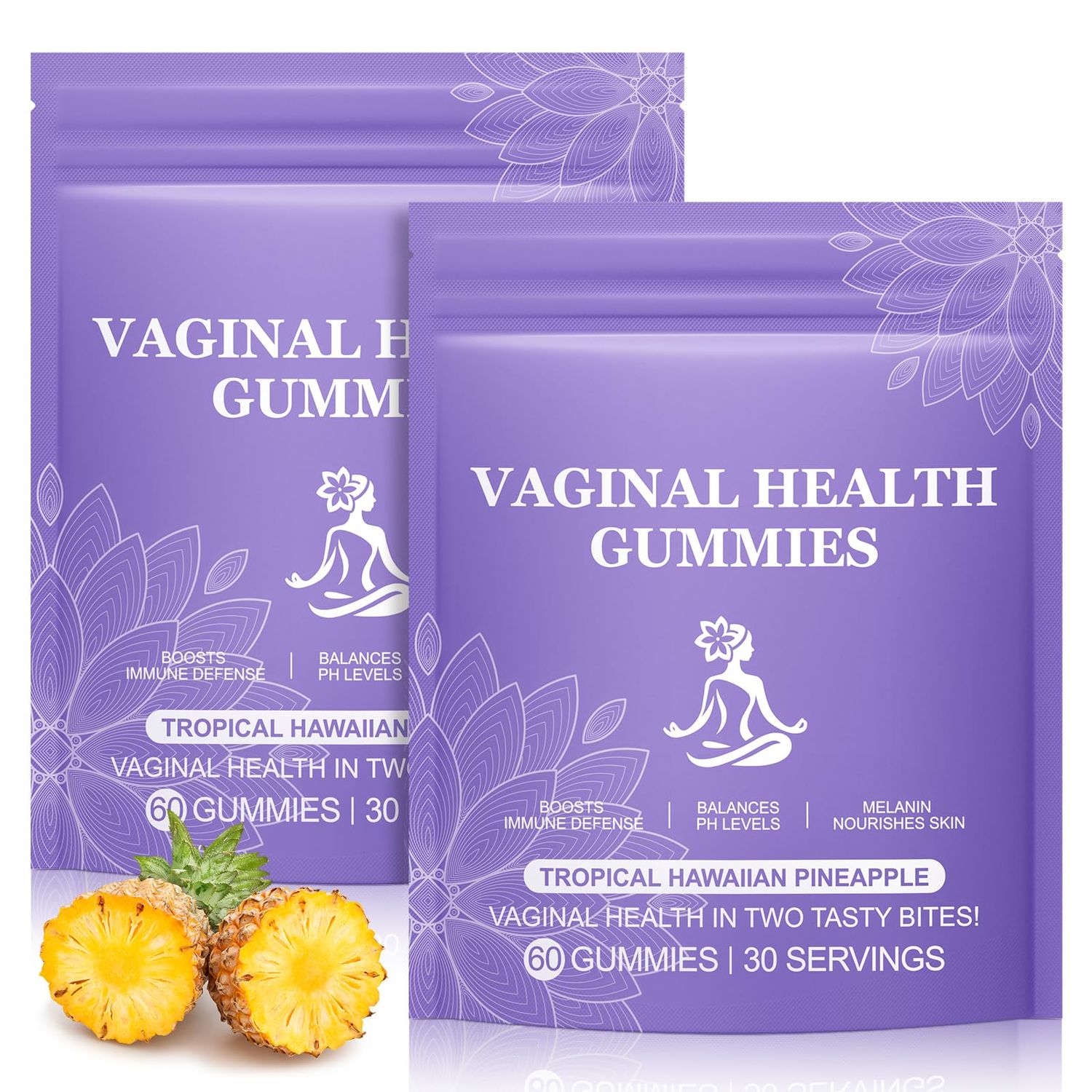 120 Count Vital Natural Vaginal Probiotics Source Feminine Gummies, PH Balance for Women, Improve Immune, Hawaiian Pineapple Flavor, Vegan Low Sugar, Premium Balance Gummies