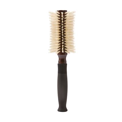 Christophe Robin Pre-Curved Blowdry Hairbrush - 100 Natural Boar-bristle Round Rrush - All Hair Types - 12 Rows
