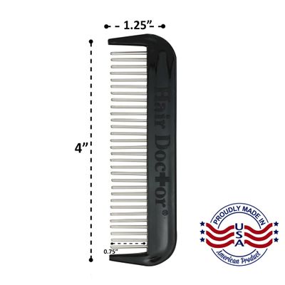 Hair Doctor 4" Mini Comb with Silky Smooth Rotating Teeth Reduces Hair Breakage and Hair Loss (4" Red)