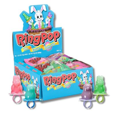 Easter Ring Pops - Festive Bunny Chick Shapes - Assortment of Classic Ring Pop Flavors - Gift Case Pack of 36 Pops By Lyza&#39;s Sweets Treats