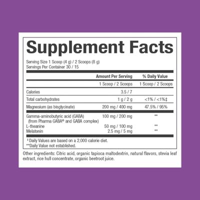 Natural Factors Stress-Relax Nighttime Magnesium Bisglycinate Powder with Melatonin, L-Theanine and Pharma GABA, Supports Sleep Relaxation, Tropical Flavor, 4.23 oz Powder