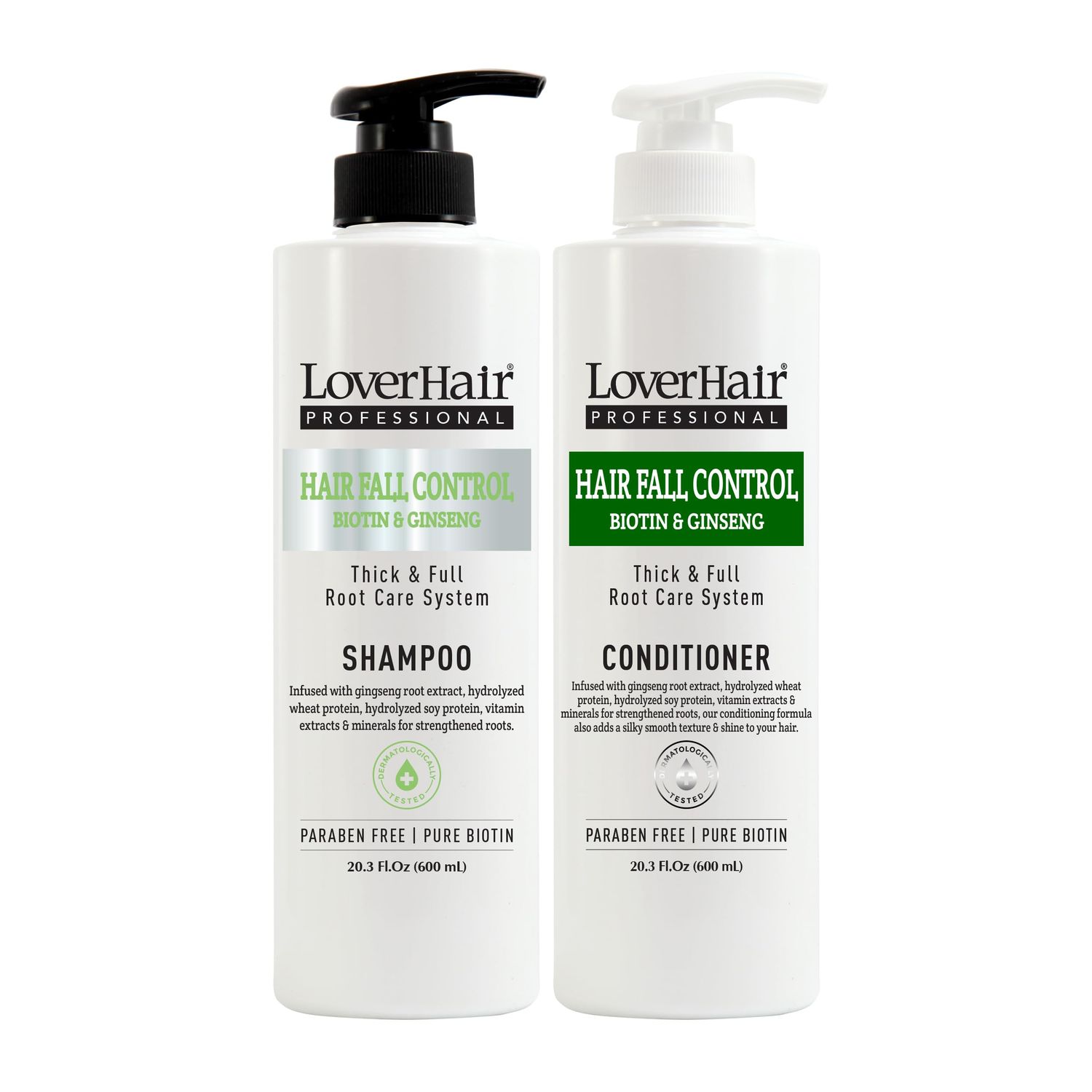 Combo LoverHair Professional Hair Fall Control Shampoo Conditioner 600ml - 20.3 fl.oz