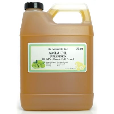 Dr Adorable - 32 oz - Organic AMLA OIL UNREFINED - 100 Pure Cold Pressed Extra Virgin for Healthy Hair and Moisturized Scalp