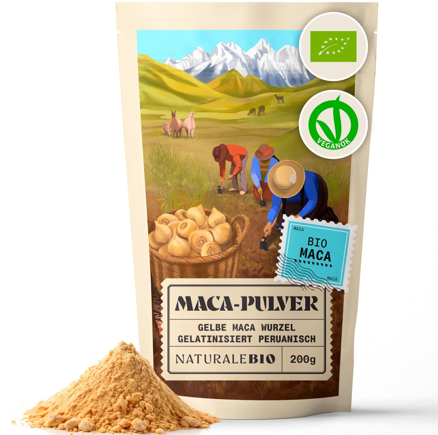 NaturaleBio Maca Powder Organic 8 oz. Peruvian, Natural and Pure, from Organic Maca Root. Vegetarian and Vegan Friendly - Gelatinized. Gelatinized for Enhanced Bioavailability. Ideal for Smoothie.