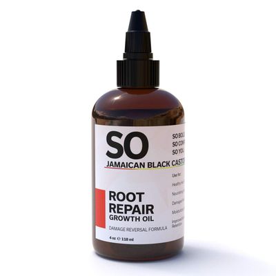 SO Jamaican Black Castor Oil Root Repair Growth Oil 100 Natural Moringa, Avocado Aloe Vera Oils to Revive Your Scalp and Roots for Stronger Shinier Hair 4 Fl Oz. 118 mL