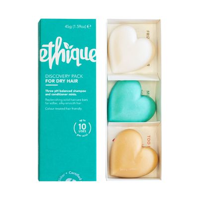 Ethique Discovery Pack for Dry Hair - Shampoo Conditioner - Plastic-Free, Vegan, Cruelty-Free, Eco-Friendly, 3 Travel Bars, 1.59 oz (Pack of 1)