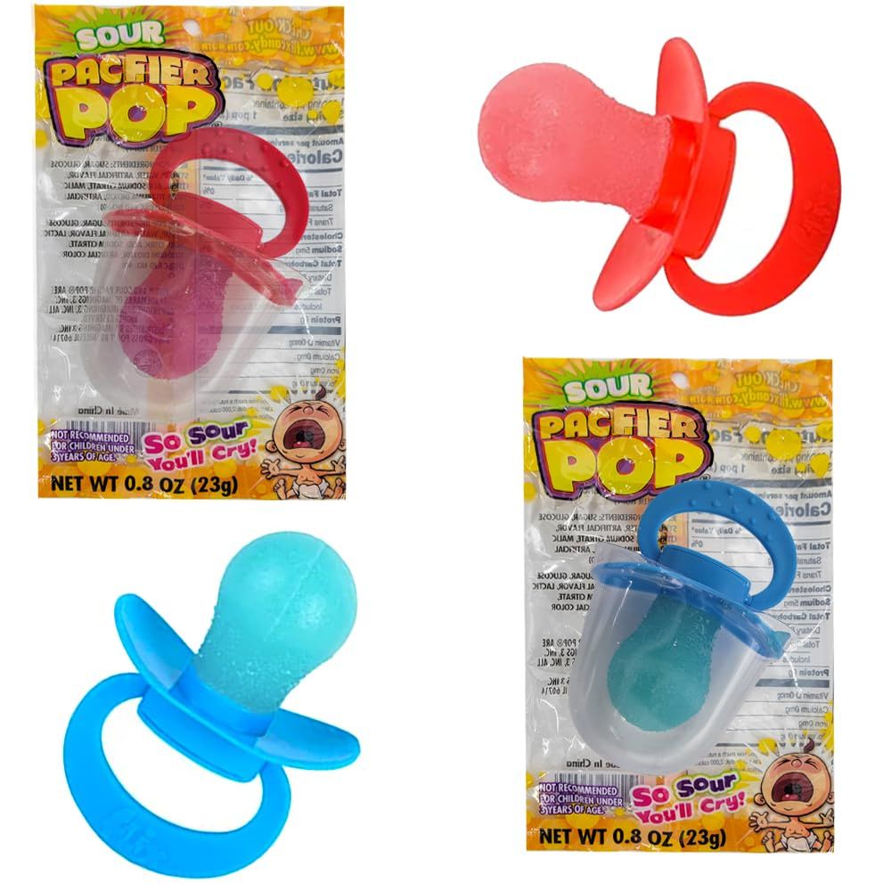 Fruidles Flix Sour Pacifier Pop, Sucker Candy, Fruit Flavor Candies, Individually Wrapped Sucker (Pack of 2)