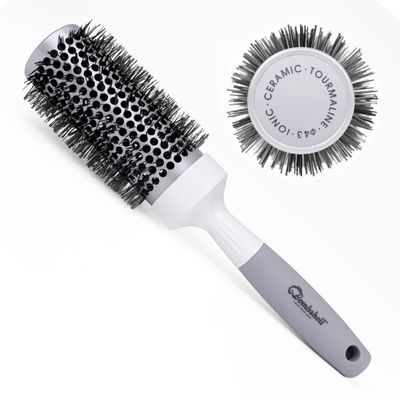 Bombshell Ceramic Round Brush - Pro Ultra Ceramic Thermal Round Hair Brush with Rubber Handle for Blow Drying, Curling, and Styling 1.7&quot;