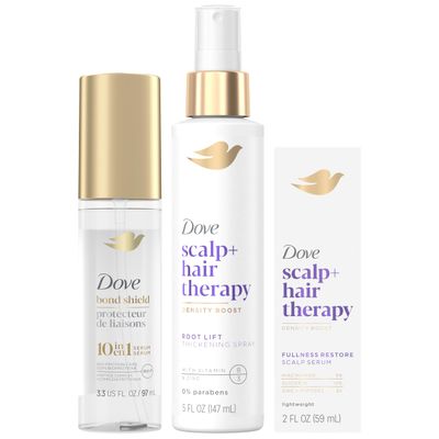 Dove Hair Serum Bundle - Bond Shield 10-in-1 Serum, Root Lift Fullness Restore Therapy for Healthy Hair, Repair Strengthening (3 Piece Set)