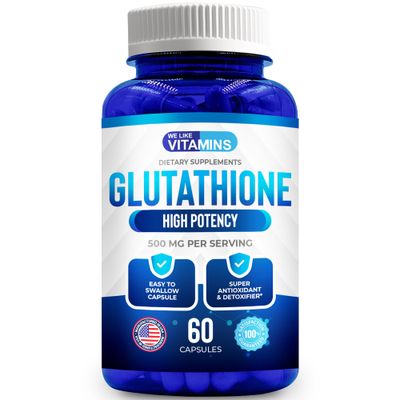 We Like Vitamins L Glutathione Supplement 500mg Per Serving Manufactured in USA 60 Glutathione Capsules Highly Bioavailable Reduced Glutathione Supplement Glutathione for Antioxidant