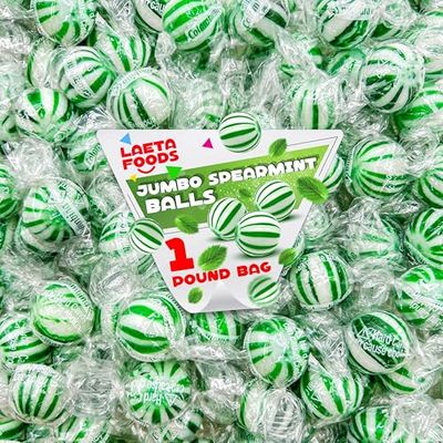 Jumbo Spearmint Balls 1 Pound Bag Refreshing Hard Candy Nostalgic Treats